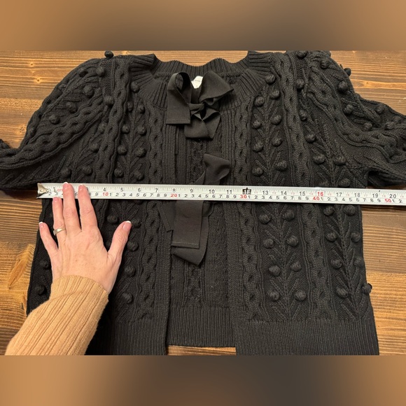 A loves A Cropped Black Cardigan with Bow Accents Size S EUC Adorable! - Picture 9 of 9